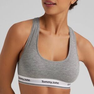 Tommy John Women’s Second Skin Lounge Bra Pima Cotton Gray Bralette LARGE